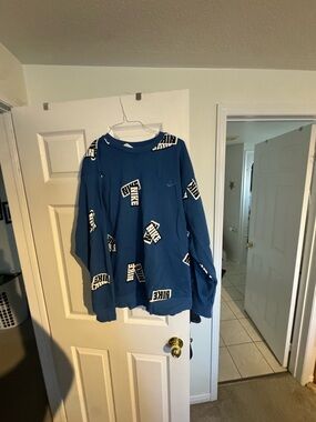 Nike Blue Crewneck Sweatshirt with White Logo Patches